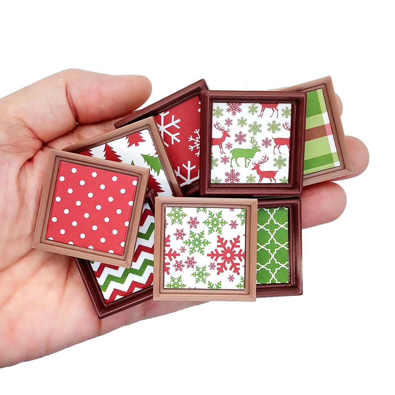 Framed Wall Art for Dollhouses, 8 Christmas Patterns, about 1 inch high, Adorabilities